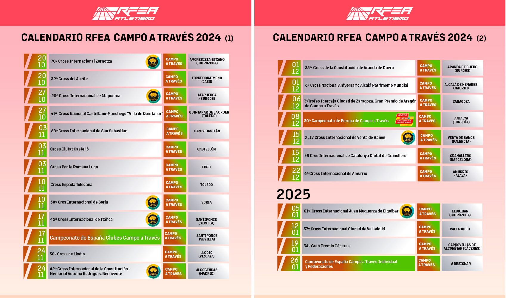 Calendario Campo a Través 2024