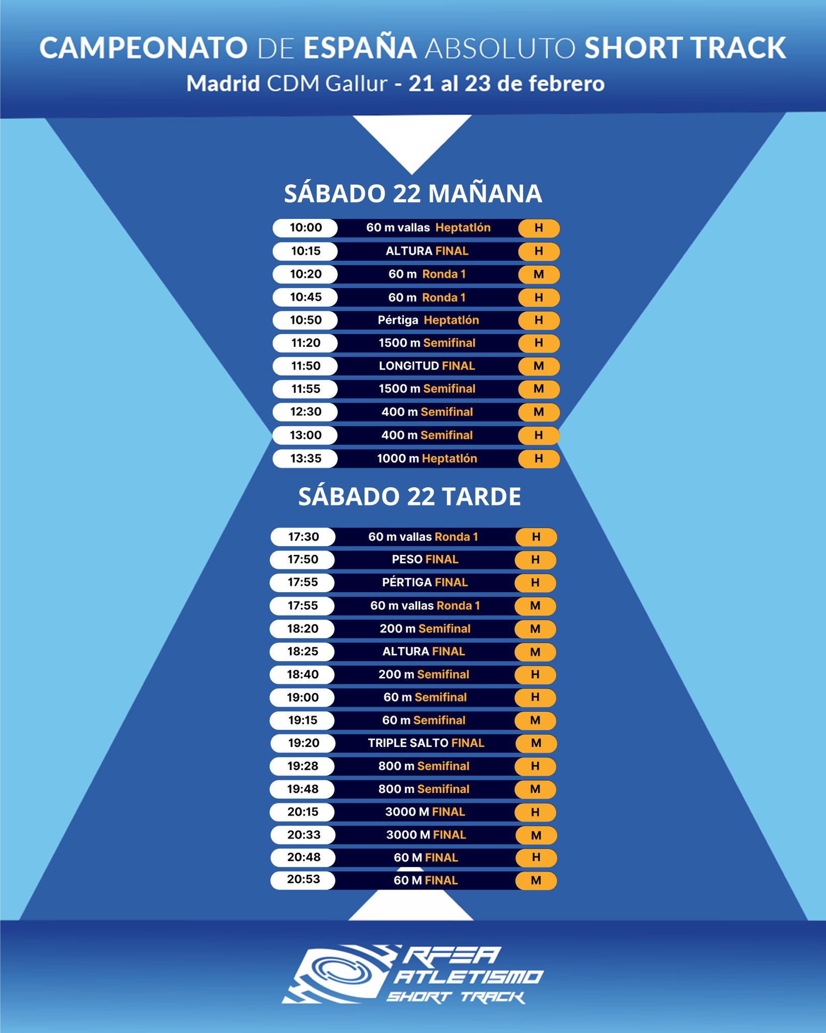 Horario sábado 22