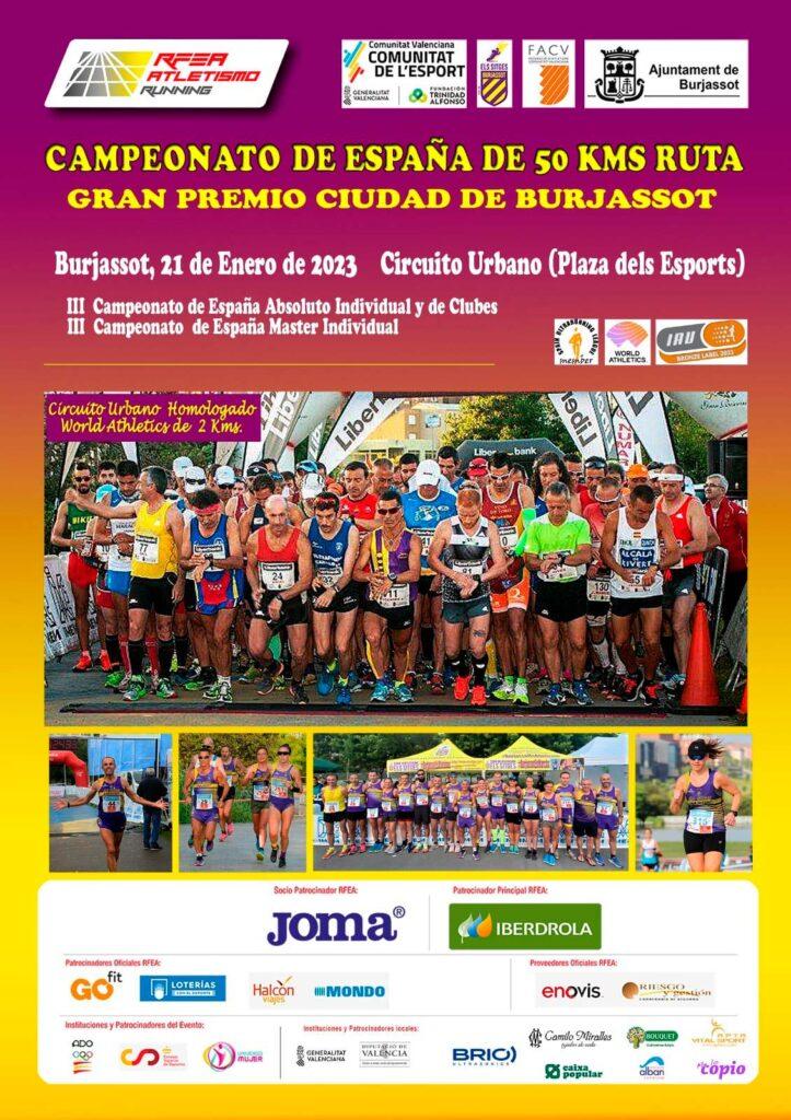Cartel Campeonato España 50km Burjassot 2023