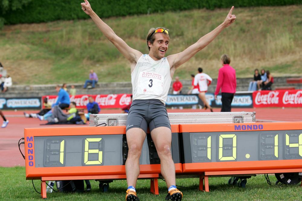 Ángel david Rodriguez u su récord de España de 100m (10.14)