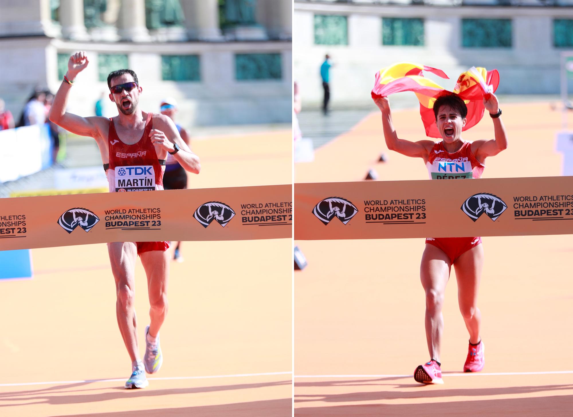 Álvaro Martín y María Pérez, campeones del mundo de 35 km marcha