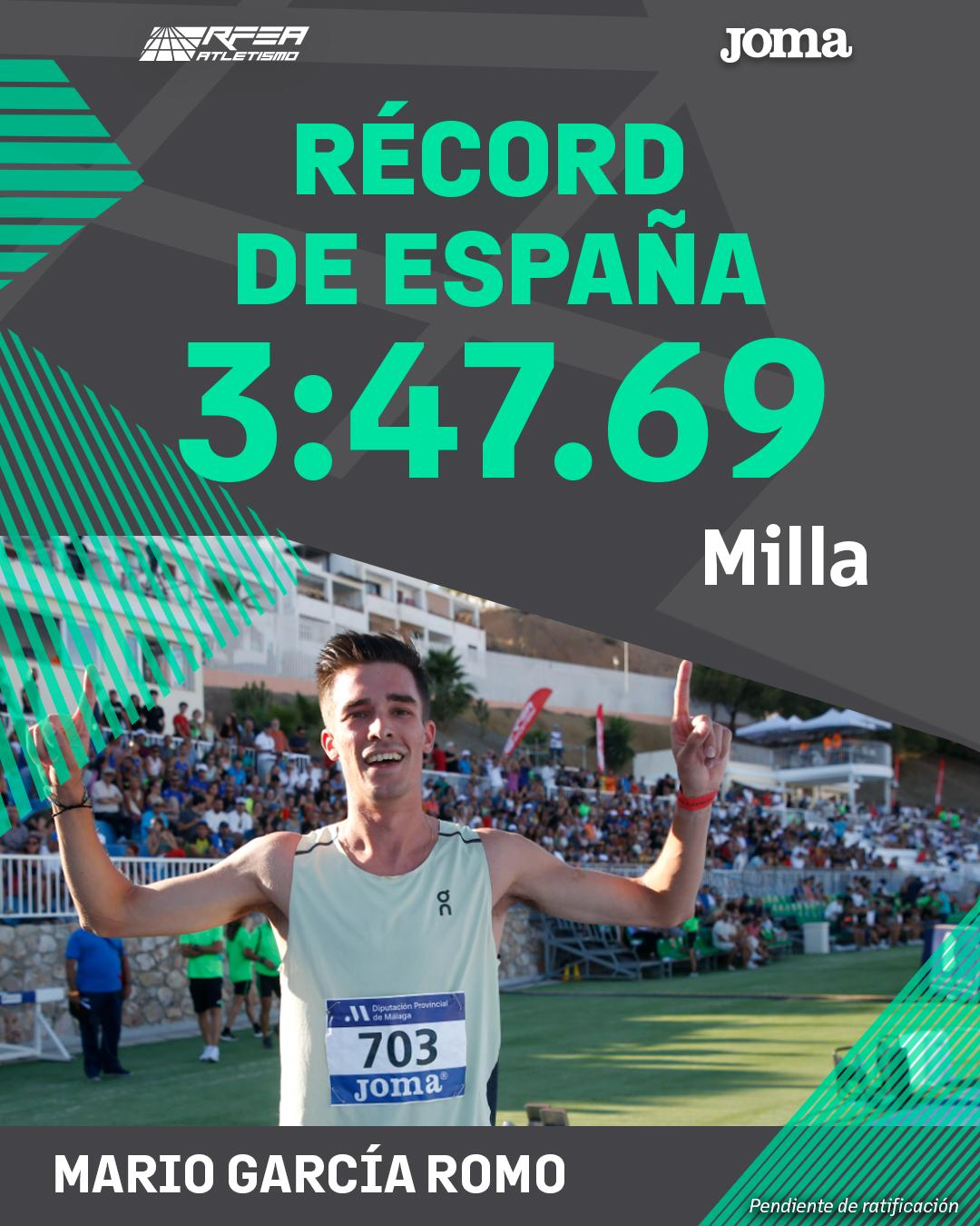 Mario García Romo, record de España de la milla