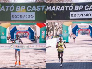 El atleta Leonard Kipkgeno Bor y la atleta Keleltu Kayamo Hariso logran la medalla de oro de la Marató bp Castelló 